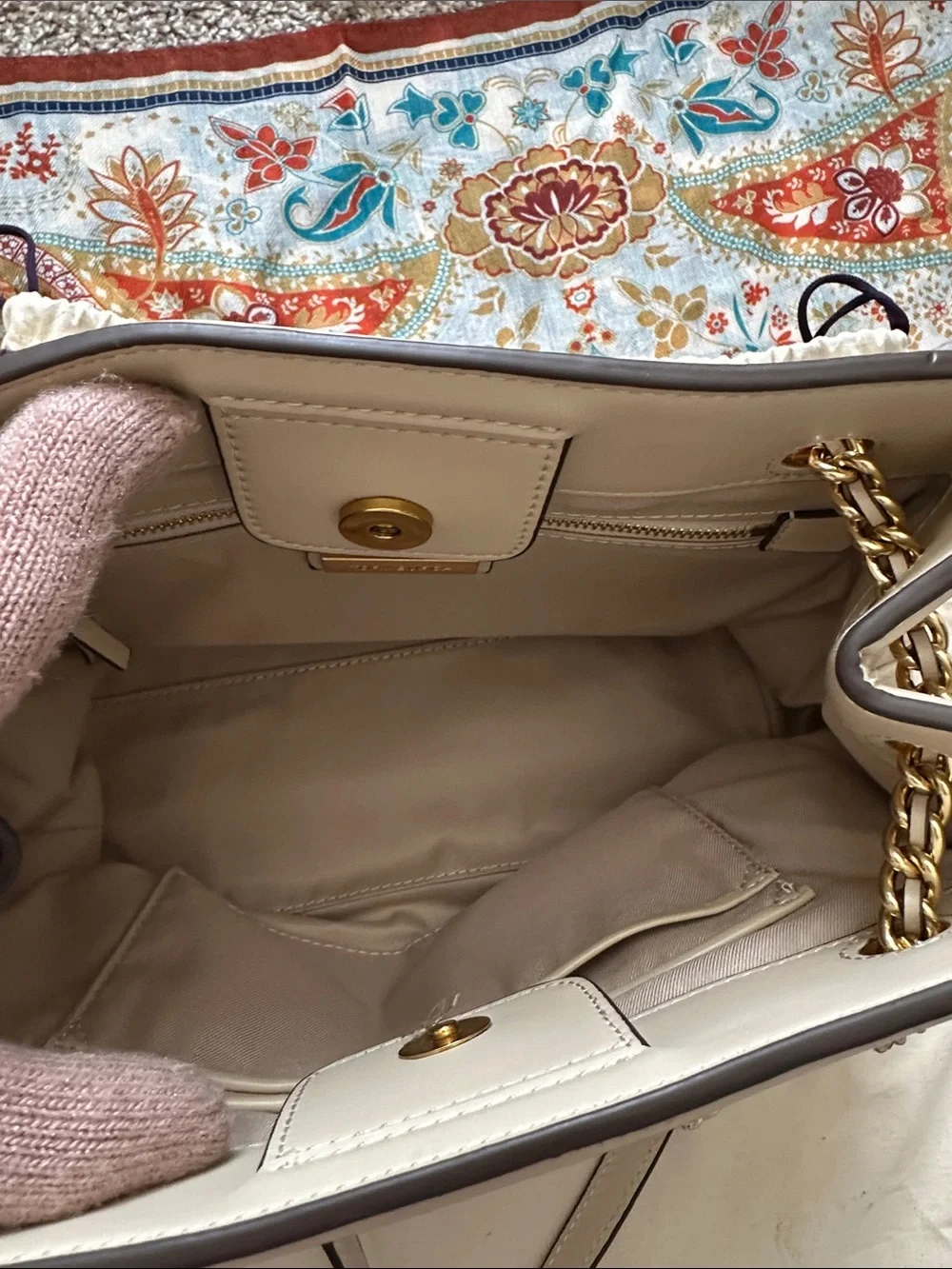 Tory Burch Fleming soft Cream Quilted Leather Chain-Handle Shoulder Bag